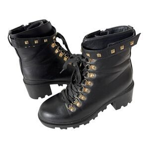 Catherine Malandrino Womens Black Grunge Goth Chunky Moto Biker Boot Size 6.5
